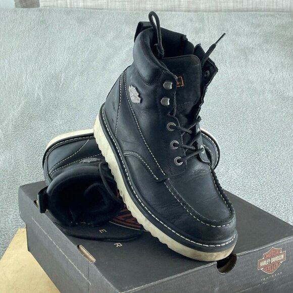 Harley-Davidson Men's Beau 7.5 Inch Wedge Boot Motorcycle, Black, 8.5 S095 - Picture 3 of 12
